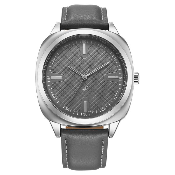 Fastrack Stunners X Quartz Analog Grey Dial Leather Strap Watch For Guys - image number 0
