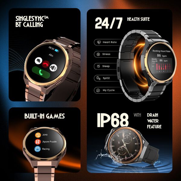 Fastrack Marvellous FX3 Smartwatch with 1.43" AMOLED Display, Metal Case & Strap, Additional Silicone Strap - image number 6