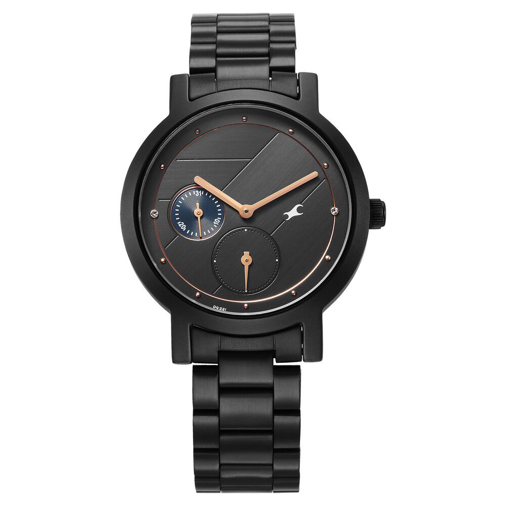 Buy Online Fastrack Tick Tock Quartz Analog Black Dial With Black Stainless steel Strap Watch for Girls 6225nm01 p Fastrack