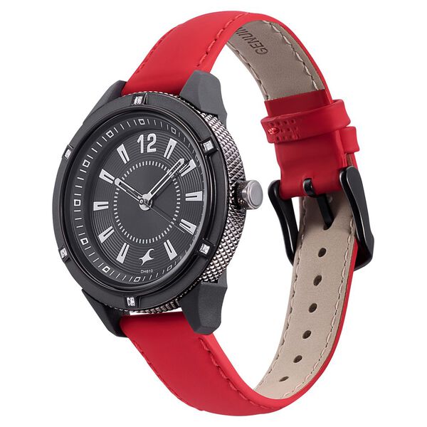Fastrack Modular Quartz Analog Black Dial Leather Strap Watch for Girls - image number 2