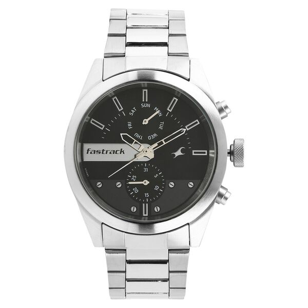 Fastrack All Nighters Quartz Multifunction Grey Dial Metal Strap Watch for Guys - image number 0