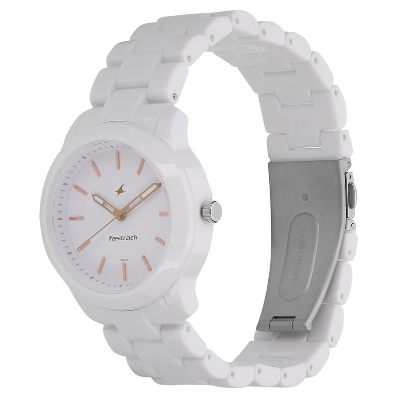 Fastrack Trendies Quartz Analog White Dial Plastic Strap Watch for Girls - Main Image