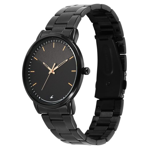 Fastrack Stunners Quartz Analog Black Dial Brown Stainless Steel Strap Watch For Guys - image number 2