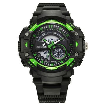 Fastrack StreetStyle Quartz Digital Black And Green Dial Black PU Strap Unisex Watch
