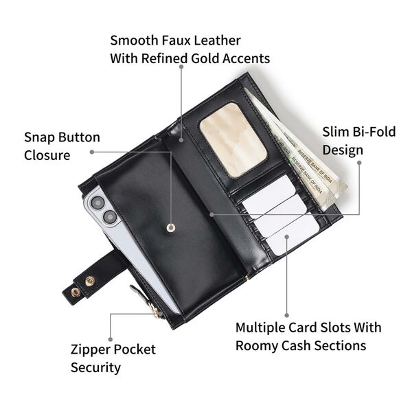 Black snapfold wallet - image number 1