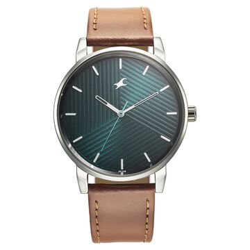 Fastrack Stunners Green Dial Leather Strap Watch for Guys