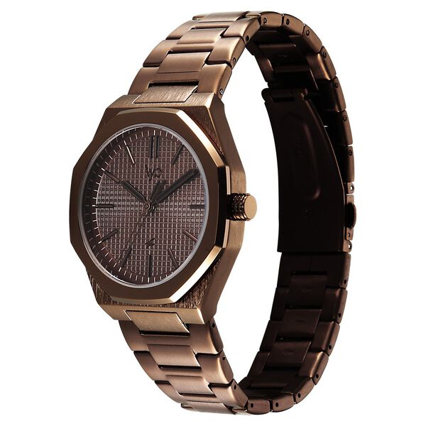 Vyb Challenger By Fastrack Quartz Analog Brown Dial Brown Stainless Steel Strap Watch For Guys - image number 2