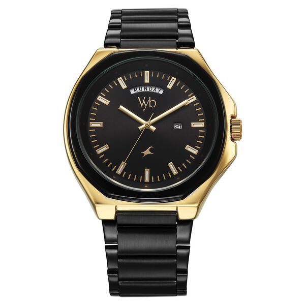 Vyb Orion By Fastrack Quartz Analog Black Dial Metal Strap Watch For Guys - image number 2