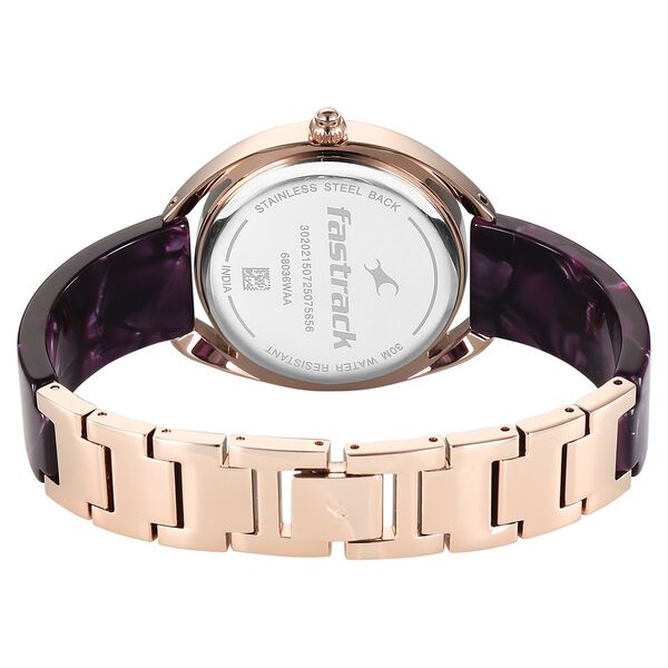 Fastrack Younique Quartz Analog Purple Mother Of Pearl Dial Two Toned Acetate & Metal Strap Watch For Girls - image number 5