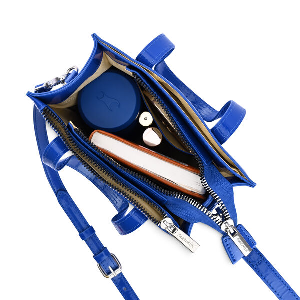 Fastrack Faux Leather Zipper Satchel in Cobalt - image number 6