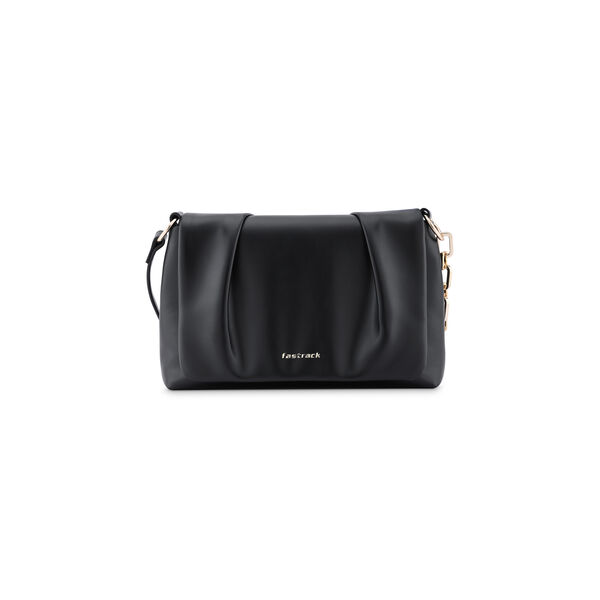 Fastrack Pleated Shoulder Bag with Chain Detailing Sling in Black - image number 2