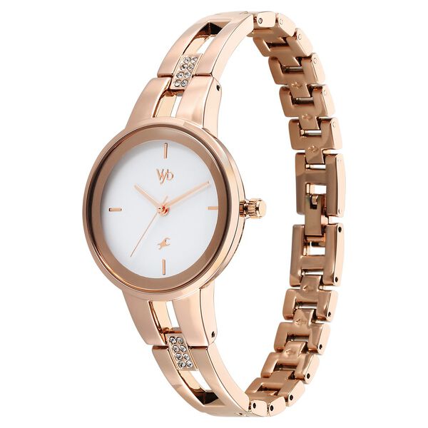 Vyb Halo By Fastrack Quartz Analog White Dial Metal Strap Watch For Girls - image number 3