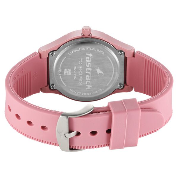 Fastrack Tees Quartz Analog Pink Dial Silicone Strap Watch for Girls - image number 4