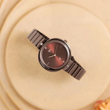 Fastrack Vyb Diva Quartz Analog Brown Dial Metal Strap Watch For Girls