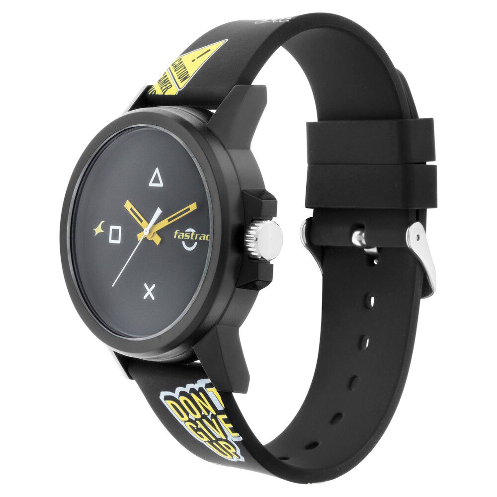 Buy Online Fastrack Arcade Quartz Analog Black Dial Silicone Strap Unisex Watch nr68012pp05 Fastrack