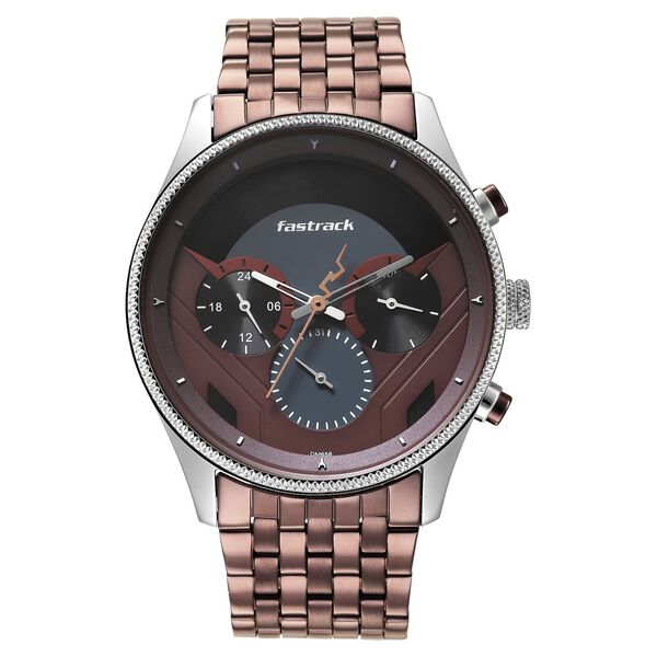 Fastrack Thor Quartz Multifunction Red Dial Metal Strap Watch for Guys - image number 3