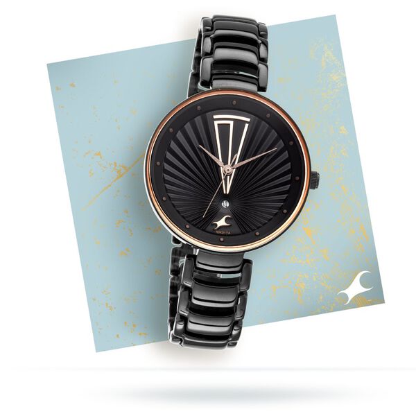 Fastrack Ruffles Quartz Analog with Date Black Dial Stainless Steel Strap Watch for Girls - image number 0