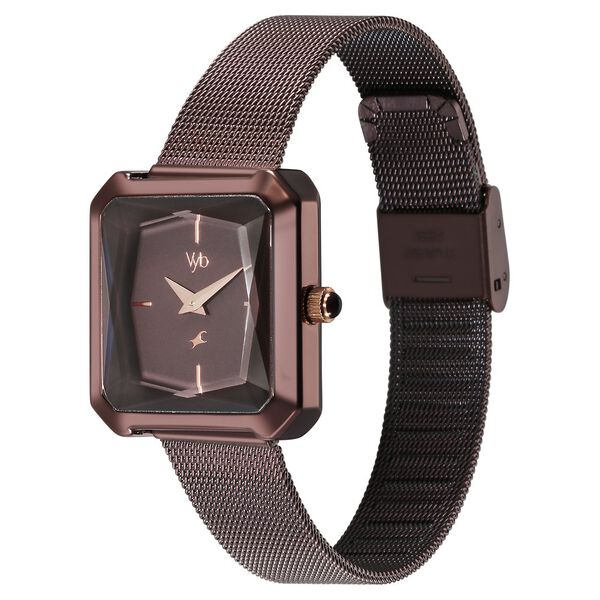 Fastrack Vyb Flare Quartz Analog Brown Dial Stainless Steel Strap Watch for Girls - image number 3