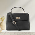 Fastrack Black Satchel with Gold Accents - image number 0