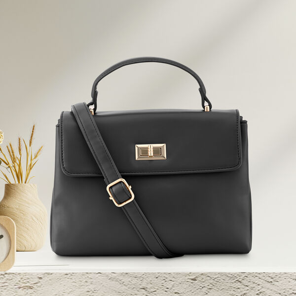 Fastrack Black Satchel with Gold Accents - image number 0