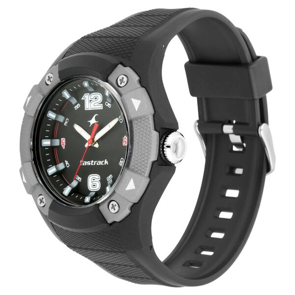 Fastrack Trendies Quartz Analog Black Dial Silicone Strap Watch for Guys - image number 3