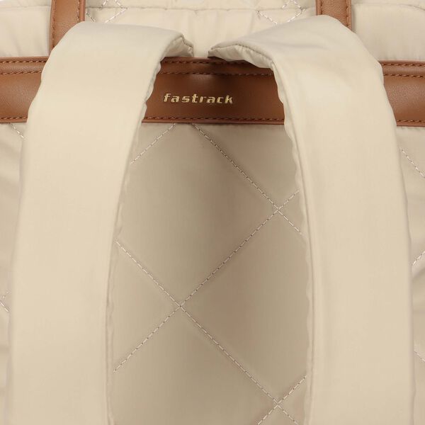 Quilted carry laptop backpack- beige - image number 9