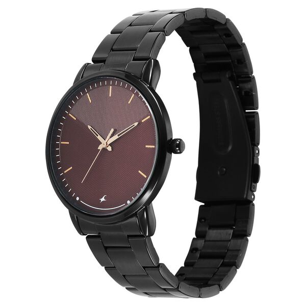 Fastrack Stunners Quartz Analog Maroon Dial Brown Stainless Steel Strap Watch For Guys - image number 2