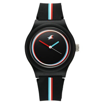 Fastrack Zine Quartz Analog Black Dial Black Silicone Strap Watch For Girls