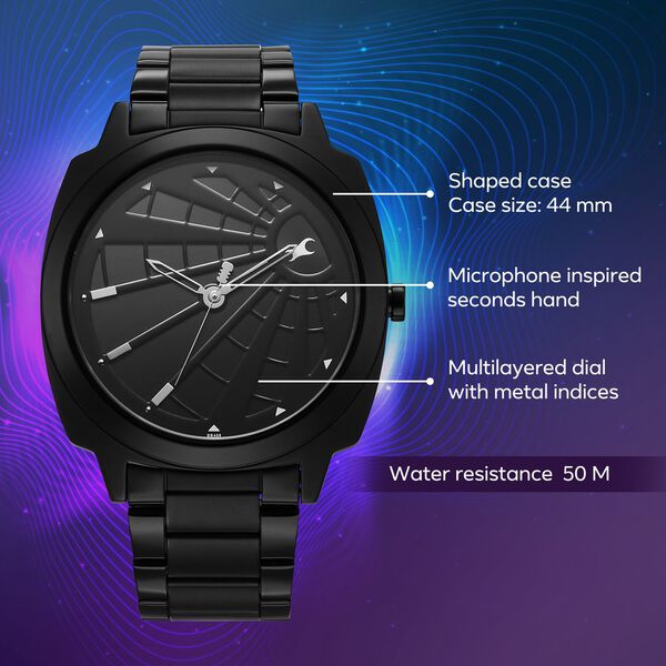 Fastrack Groove Quartz Analog Black Dial Guys Stainless Steel Watch - image number 2