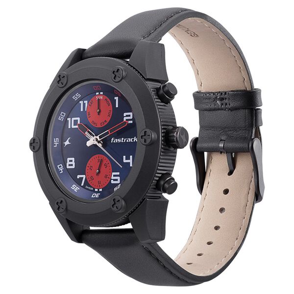 Fastrack Modular Quartz Analog Blue Dial Leather Strap Watch for Guys - image number 2