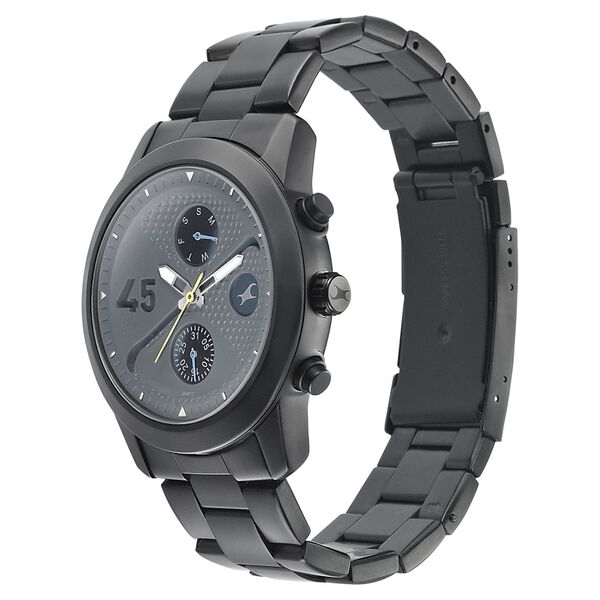 Fastrack Go Skate Quartz Multifunction Black Dial Stainless Steel Strap Watch for Guys - image number 2