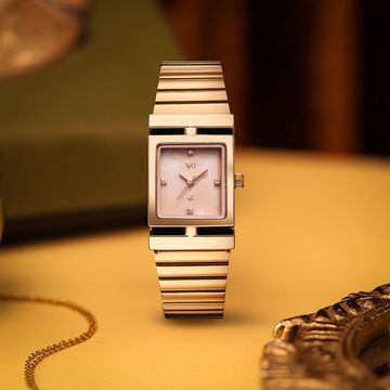 Vyb Showstopper By Fastrack Quartz Analog Rose Gold Dial Rose Gold Stainless Steel Strap Watch For Girls