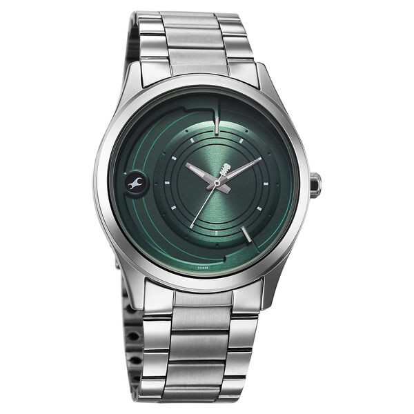 Fastrack Groove Quartz Analog Green Dial Silver Stainless Steel Strap Watch For Guys - image number 1