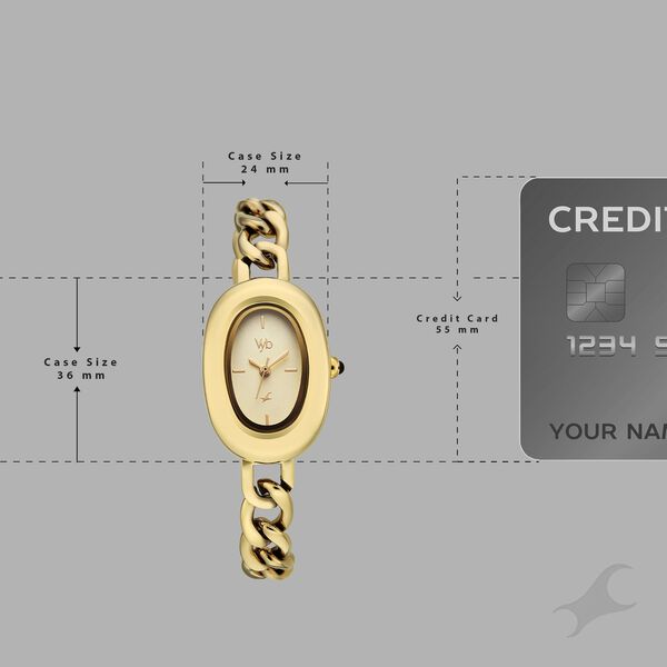 Vyb Mirage By Fastrack Quartz Analog Golden Dial Golden Metal Strap Watch For Girls - image number 3