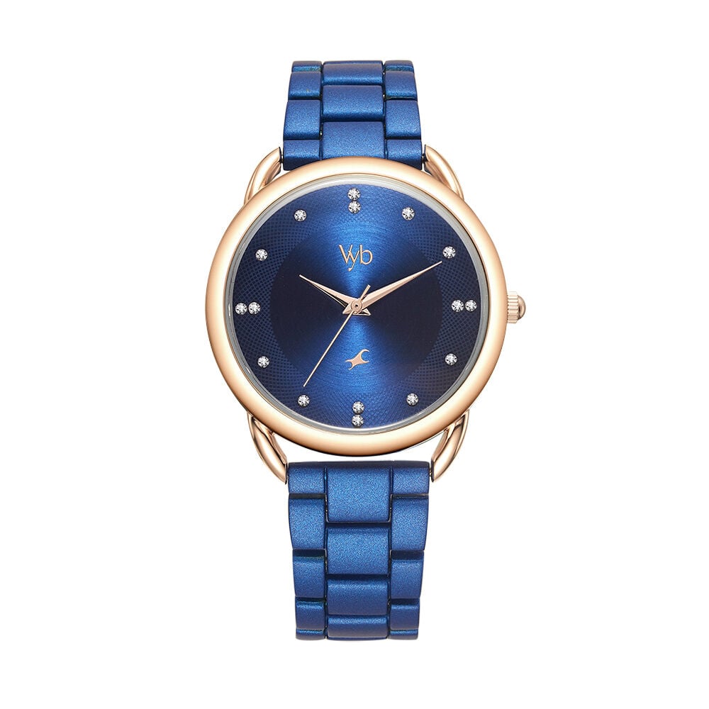 Buy Online Fastrack Vyb Charmer Quartz Analog Blue Dial Stainless Steel Strap Watch for Girls fv60007km01w Fastrack