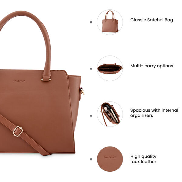 Fastrack Tan Large Satchel Bag for Women - image number 9