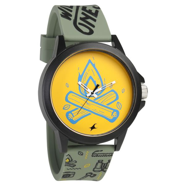 Fastrack Wicked Lines Quartz Analog Yellow Dial Silicone Strap Unisex Watch - image number 1