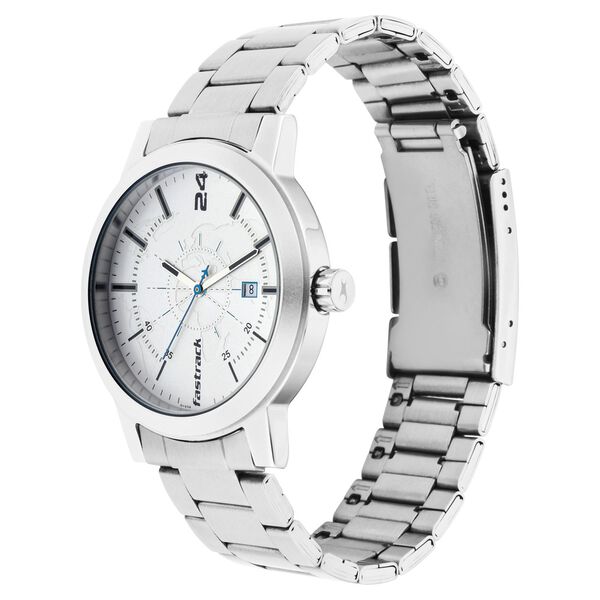 Fastrack Tripster Quartz Analog with Date White Dial Stainless Steel Strap Watch for Guys - image number 3