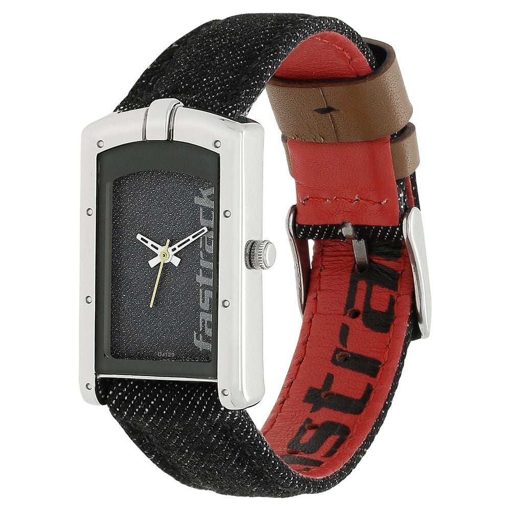 Fastrack Denim Quartz Analog Black Dial Denim Strap Watch for Girls