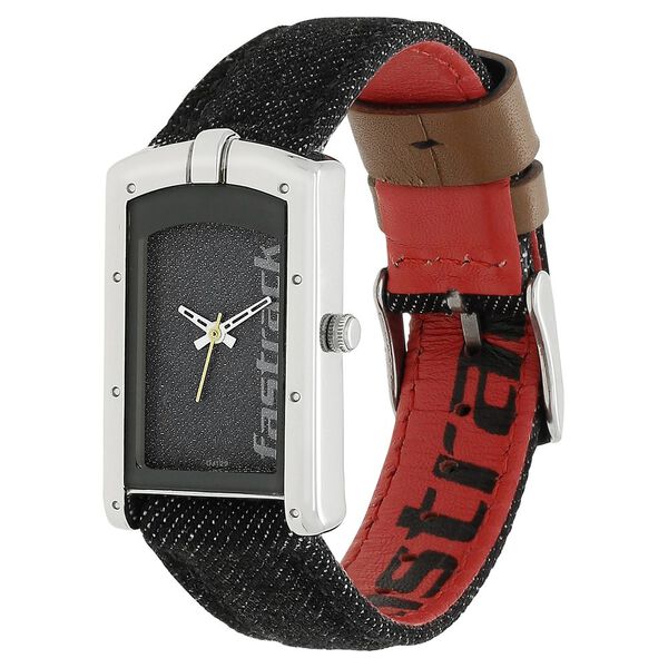 Fastrack Denim Quartz Analog Black Dial Denim Strap Watch for Girls - image number 2