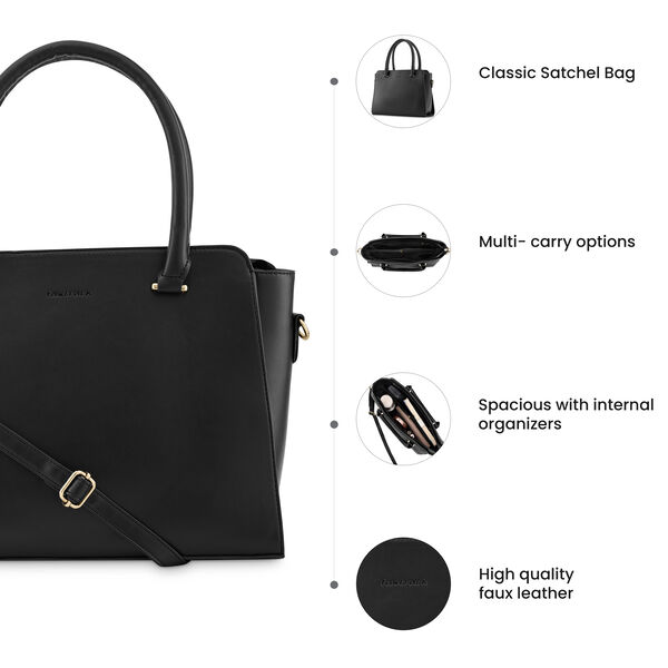 Fastrack Black Large Satchel Bag for Women - image number 9