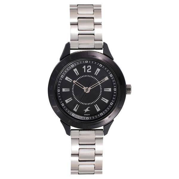 Varsity Black Dial Stainless Steel Strap Watch for Girls - image number 1