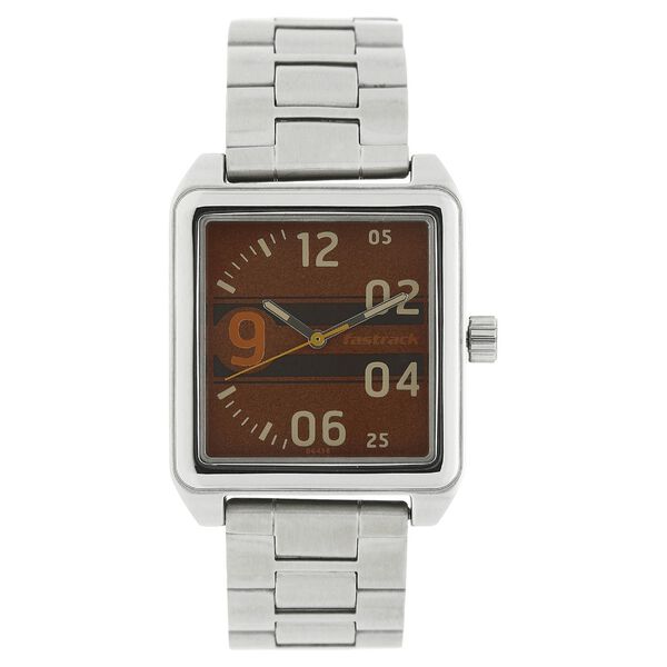 Fastrack Bare Basics Quartz Analog Brown Dial Stainless Steel Strap Watch for Guys - image number 0