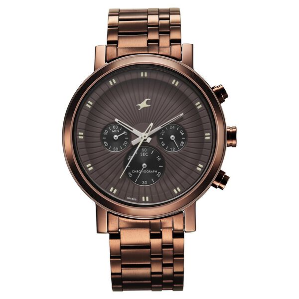 Fastrack Kronos Multifunction Brown Dial Stainless Steel Strap Watch for Guys - image number 0