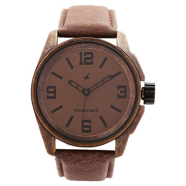 Fastrack Quartz Analog Antique Dial Leather Strap Watch for Guys - image number 0