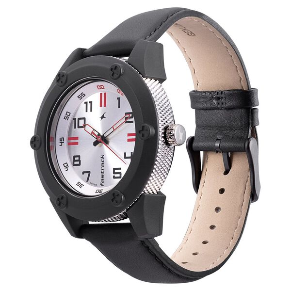 Fastrack Modular Quartz Analog Silver Dial Leather Strap Watch for Guys - image number 2
