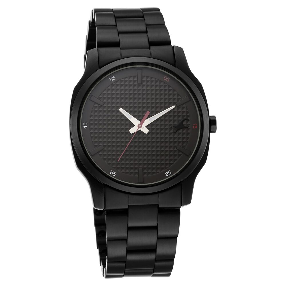 Buy Online Fastrack Stunners Quartz Analog Black Dial Metal Strap Watch for Guys nr3255nm01 Fastrack