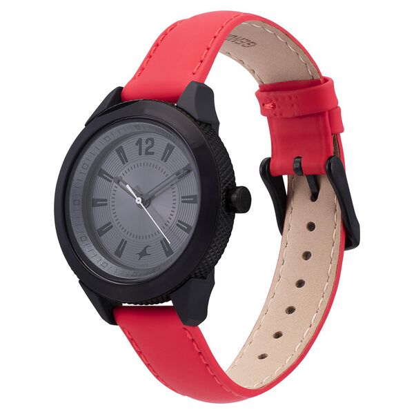 Fastrack Quartz Analog Anthracite Dial Leather Strap Watch for Girls - image number 2