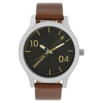 Fastrack Quartz Analog Black Dial Leather Strap Watch for Guys