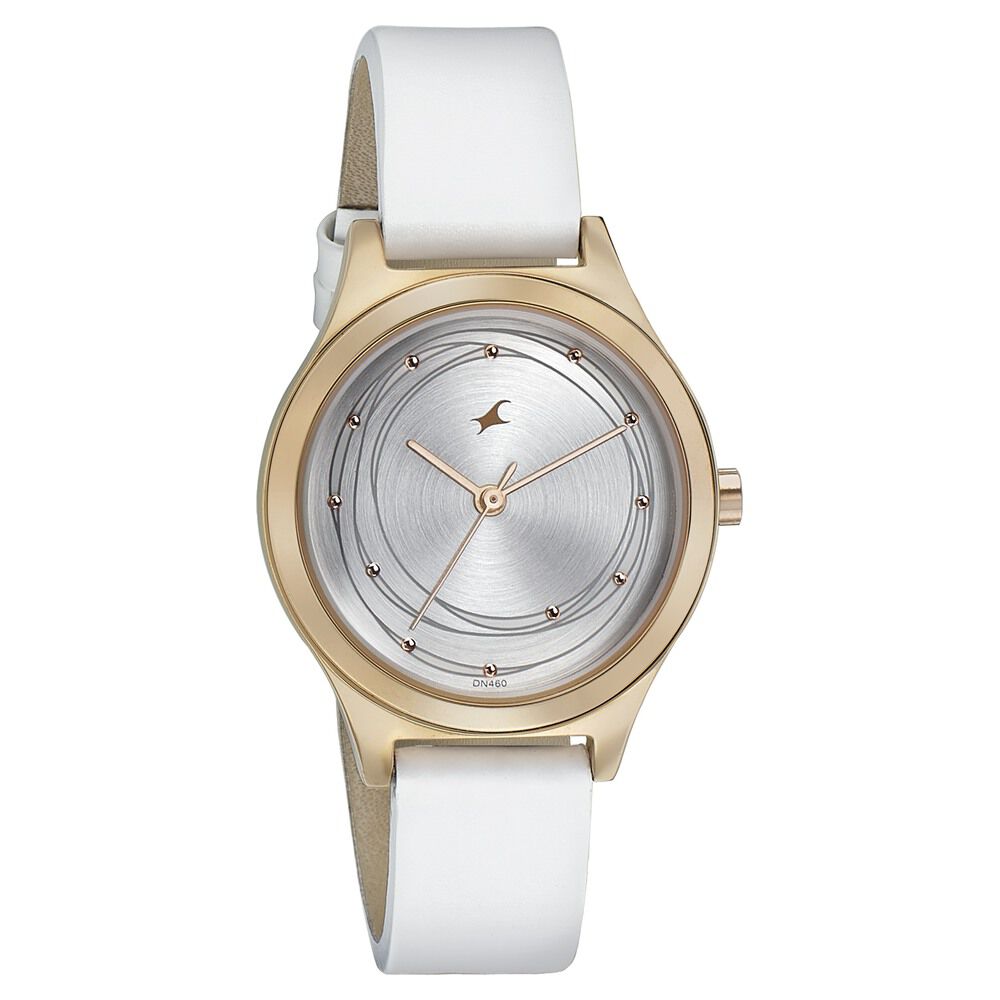 Fastrack Style Up Silver Dial Leather Strap Watch for Girls